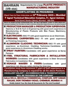 Exciting Job Opportunities in Bahrain’s Plastic Products Manufacturing Industry – Apply Now!