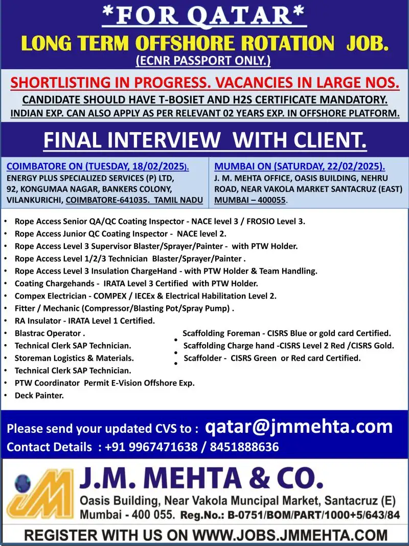 Exciting Offshore Job Opportunities in Qatar – Apply Now!