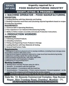 Exciting Job Opportunities in Israel’s Food Manufacturing Industry – Apply Now!