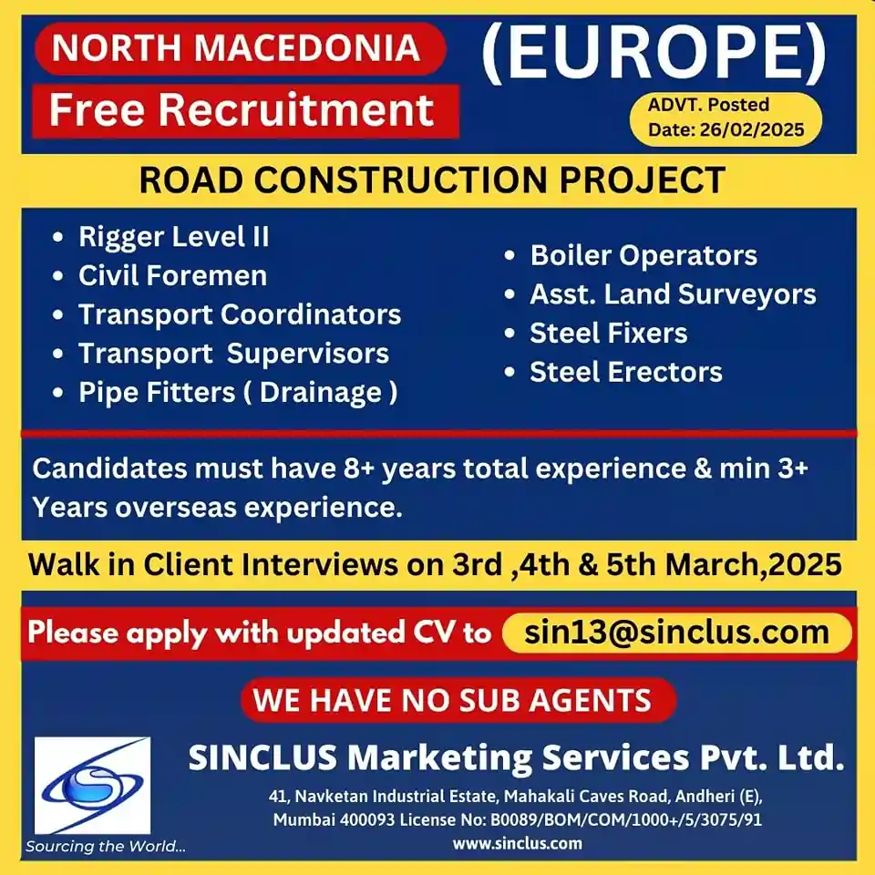 Exciting Road Construction Job Opportunities in North Macedonia (Europe) – Apply Now!