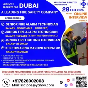 Exciting Job Opportunities in Dubai – Apply Now for Fire Safety Technician Roles