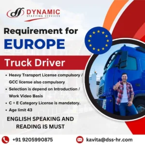 Truck driver job opening in Europe – Apply now with Dynamic Staffing Services