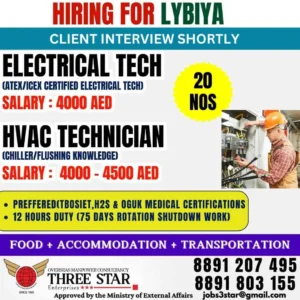 Electrical & HVAC Technician Jobs in Libya – High Salary, Free Accommodation & Benefits