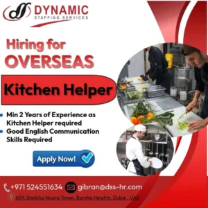 Kitchen helper job overseas – Dynamic Staffing Services hiring now