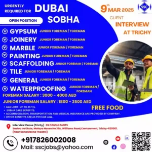 Dubai Foreman & Junior Foreman Jobs – High Salary & Benefits