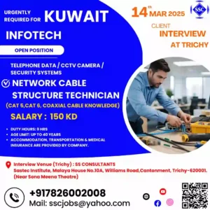 Exciting Job Opportunity: Network Cable Structure Technician in Kuwait