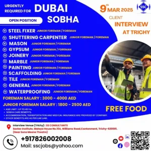 Exciting Job Opportunities in Dubai: Junior Foreman & Foreman Positions Available