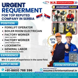 Urgent Serbia jobs for forklift operators, electricians & factory workers – Apply now!