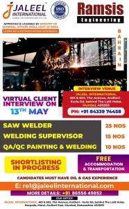 Bahrain oil and gas job openings May 2025 – Virtual interview by Jaleel International