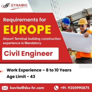 Civil engineer job vacancy in Europe for airport terminal construction – Dynamic Staffing Services
