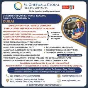 Dubai job interview Mumbai M Gheewala Global recruitment poster 2025