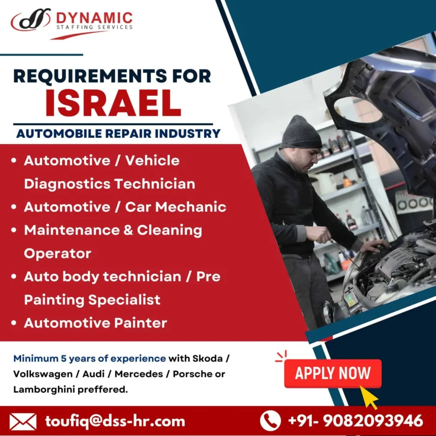 Jobs in Israel for Automotive Technicians and Mechanics - Dynamic Staffing Services Hiring
