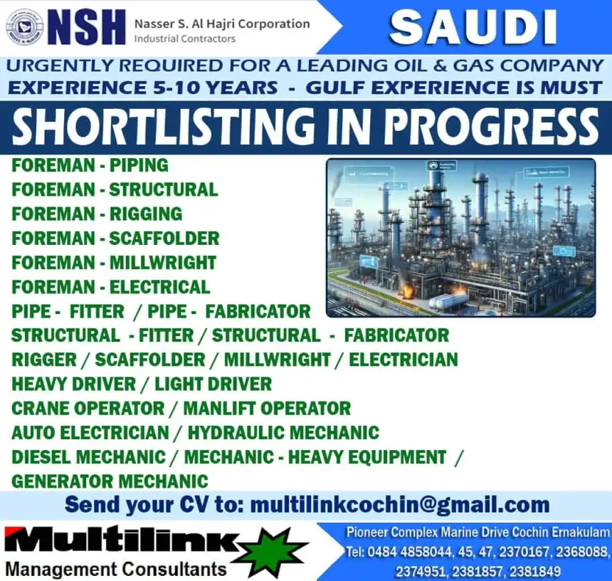 Oil and gas job openings in Saudi Arabia for skilled Gulf-experienced professionals