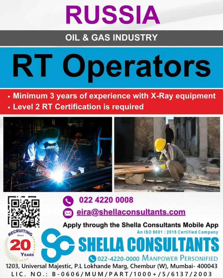 RT Operator job vacancy in Russia for Oil & Gas industry with Shella Consultants